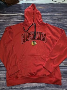 NHL Red Blackhawks Crewneck Hoodie with Team Logo